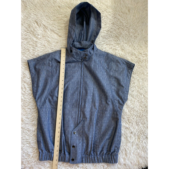 DEREK LAM jacket zip short sleeve denim High Neck Size S Hooded pockets - Picture 10 of 12